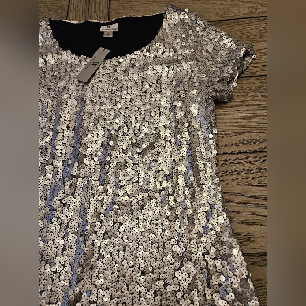 Worthington NEW Silver Sequins Top - Picture 6 of 11